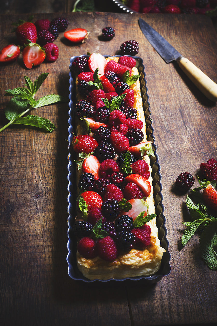 Rectangular Fluted Tart Mould with Removable Bottom - Straight Edge