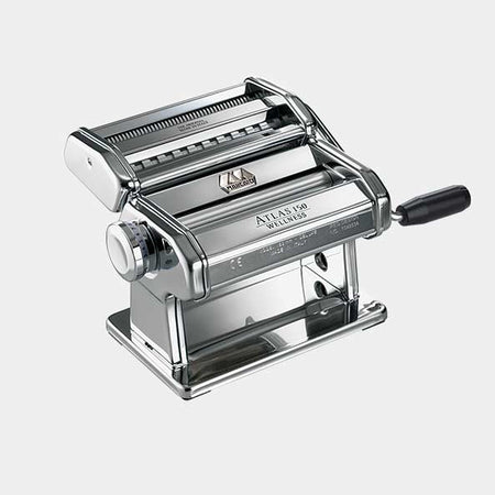 Chromed steel pasta machine with electric motor fitting