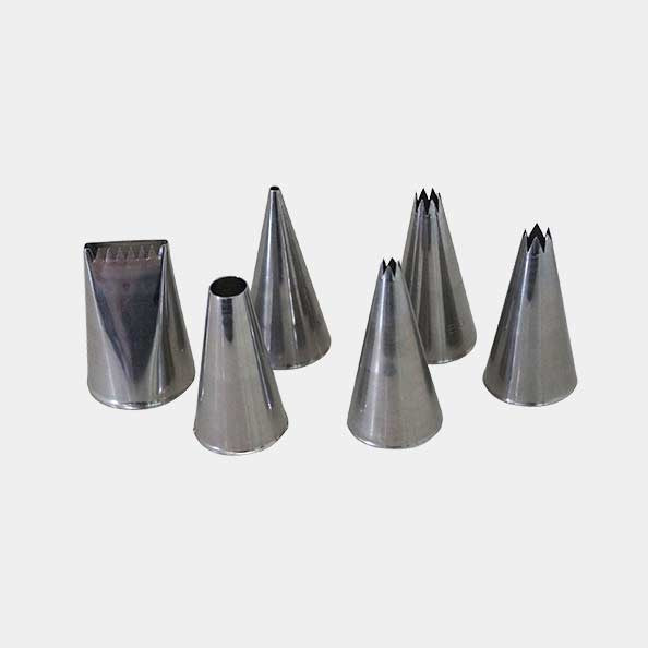 Set of 6 stainless steel nozzles