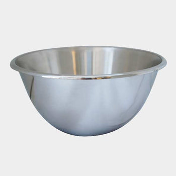 Open rolled edge stainless steel hemispherical bowl