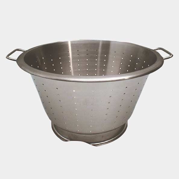 Stainless steel conical colander with base and 2 handles - High quality