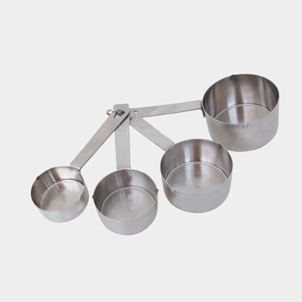 Set of 4 stainless steel measuring cups: 60 - 80 - 125 - 250 ml