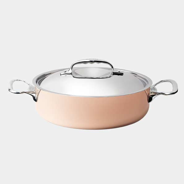 PRIMA MATERA sauté-pan with 2 handles and stainless steel lid