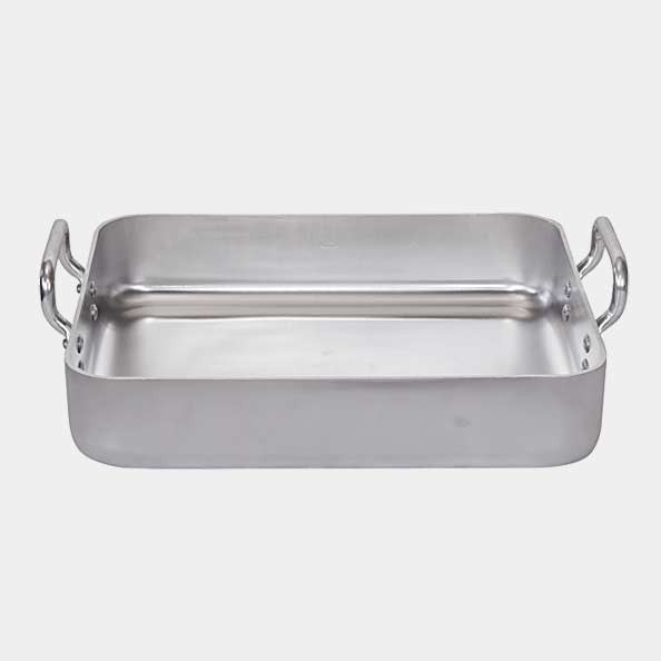 Aluminium Rectangular Roasting Pan Pressed Toughened Shallow No2
